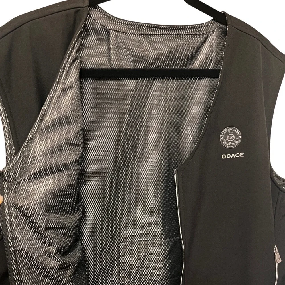 NWOT DOACE Black All-Area Heated Vest USB Powered Size 3XL Full Zip Mesh Lining